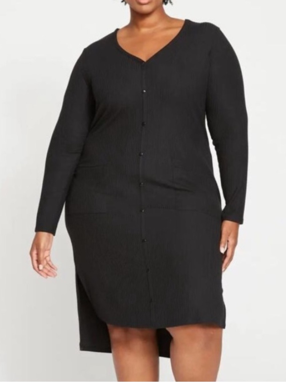 Universal Standard Women Sz S US 14/16 Black Weekend Ribbed Cardigan Dress NWT